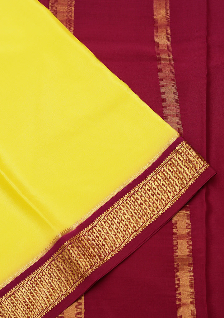Yellow Crepe Plain Saree With Matching Blouse Piece