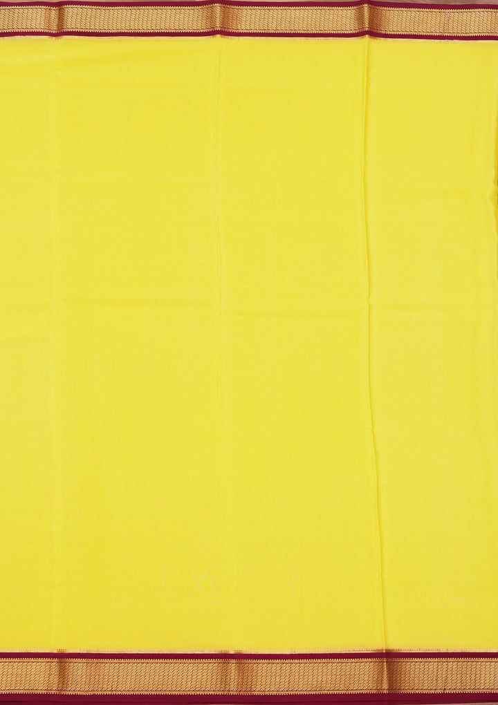 Yellow Crepe Plain Saree With Matching Blouse Piece