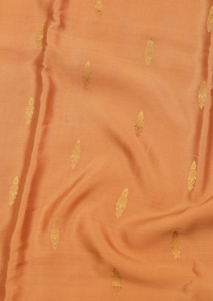 Gold Crepe Buti Saree With Matching Blouse Piece