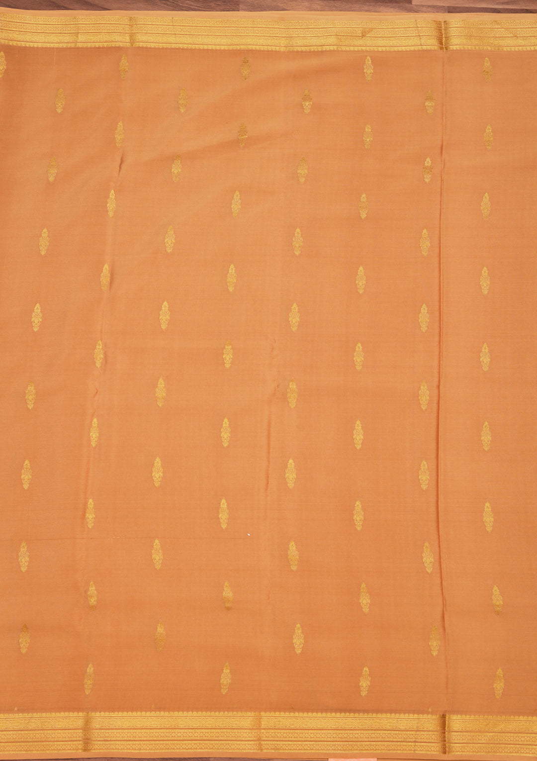 Gold Crepe Buti Saree With Matching Blouse Piece
