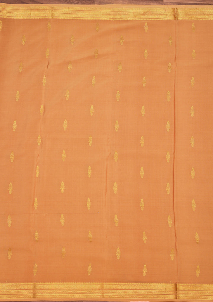 Gold Crepe Buti Saree With Matching Blouse Piece