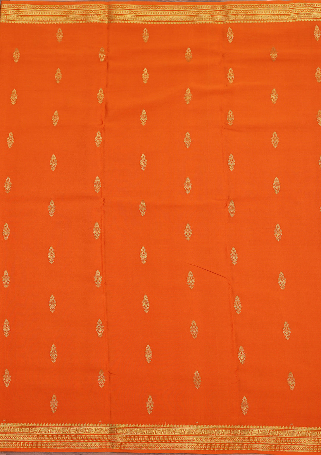 Mustard Yellow Crepe Buti Saree With Matching Blouse Piece