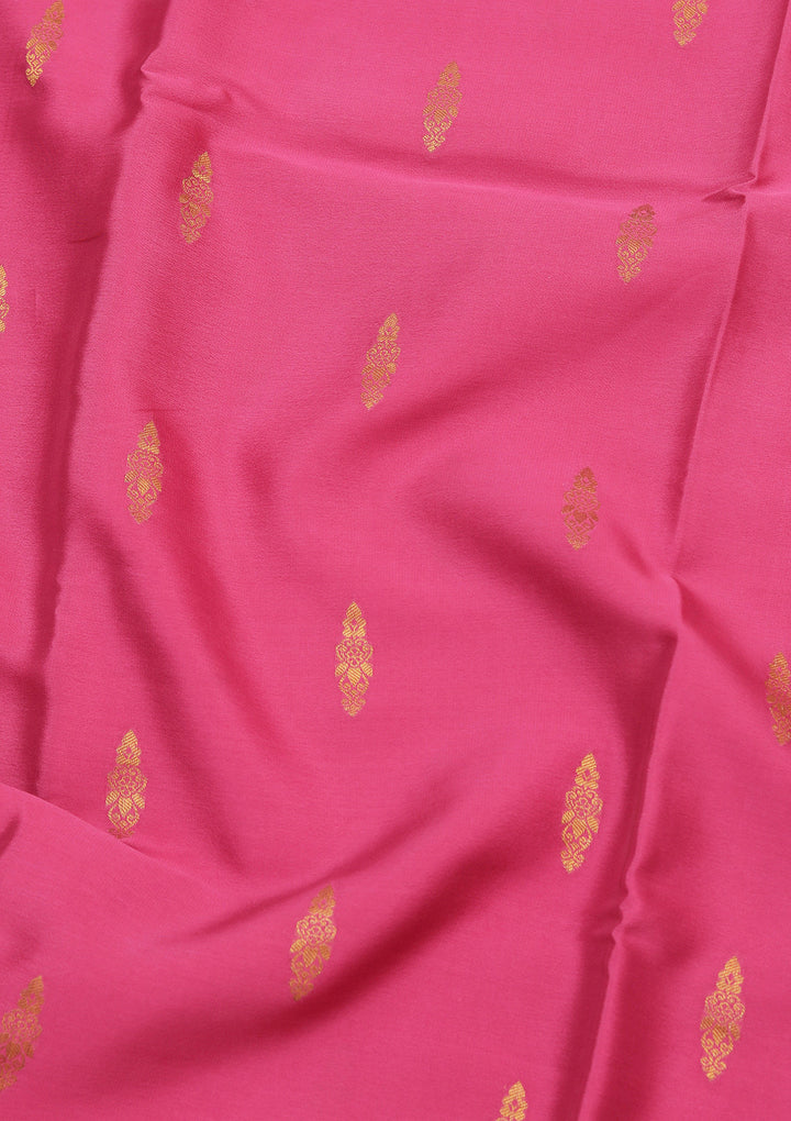 Pink Crepe Buti Saree With Matching Blouse Piece