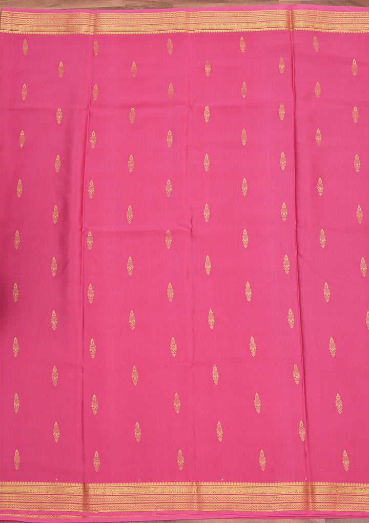 Pink Crepe Buti Saree With Matching Blouse Piece