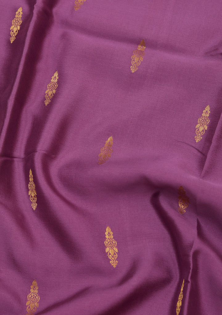 Purple Crepe Buti Saree With Matching Blouse Piece