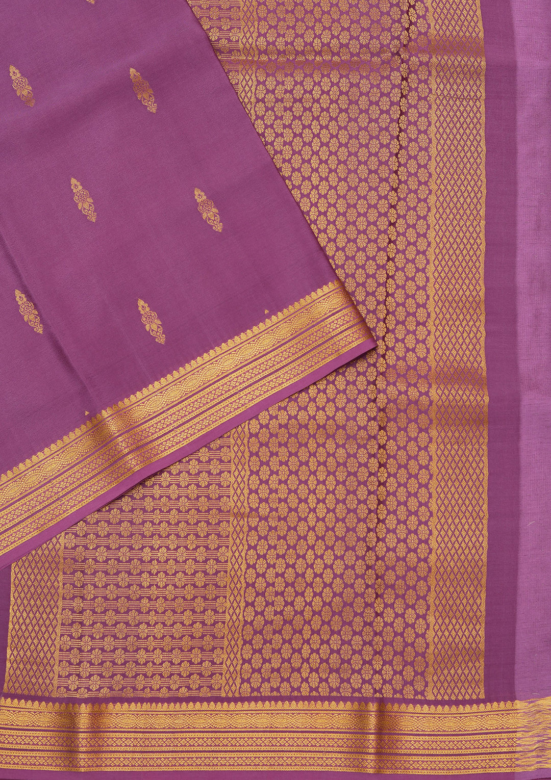Purple Crepe Buti Saree With Matching Blouse Piece