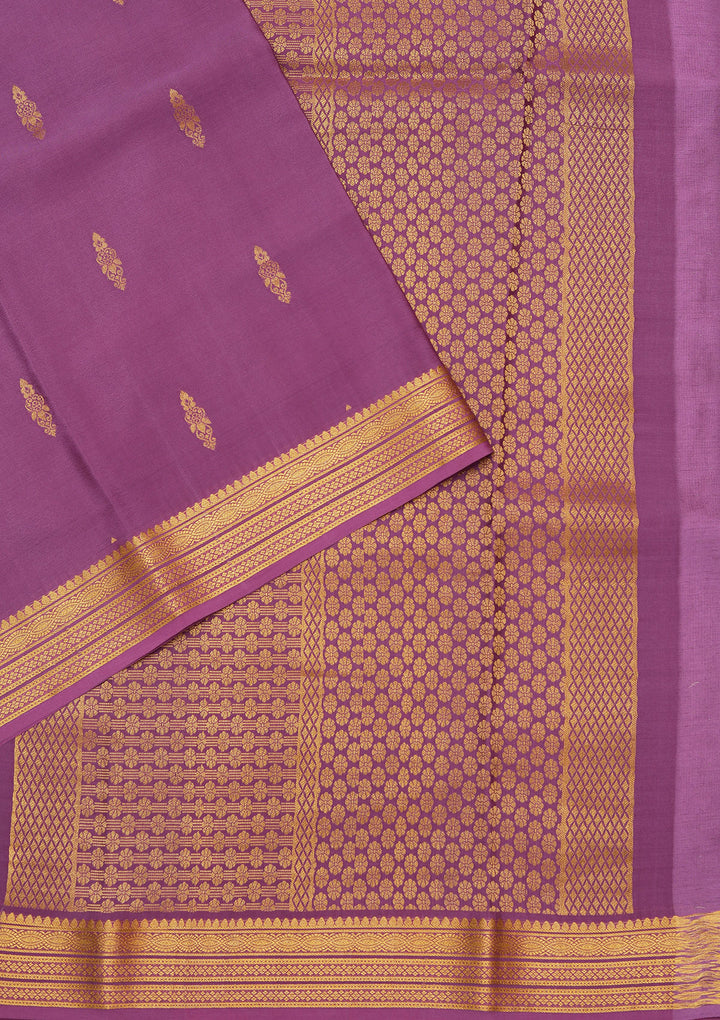 Purple Crepe Buti Saree With Matching Blouse Piece