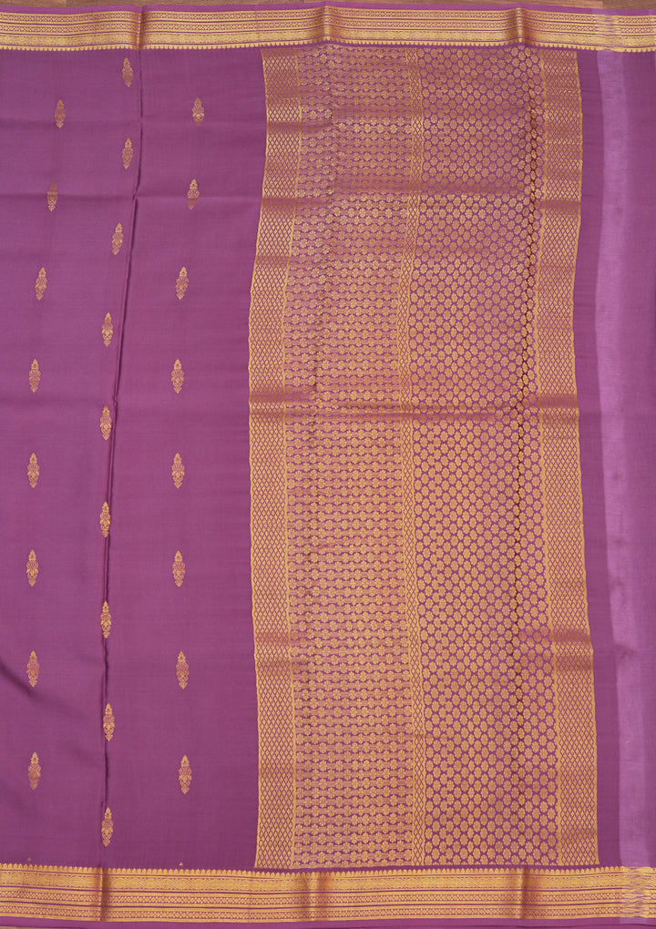 Purple Crepe Buti Saree With Matching Blouse Piece