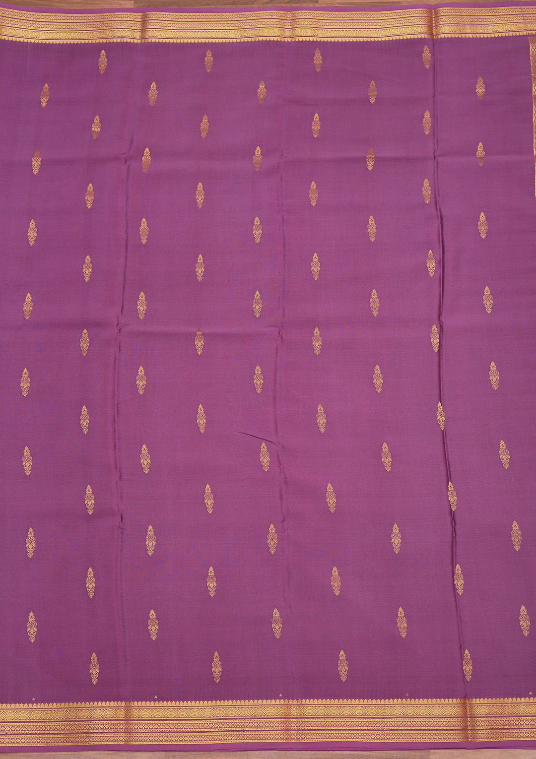 Purple Crepe Buti Saree With Matching Blouse Piece