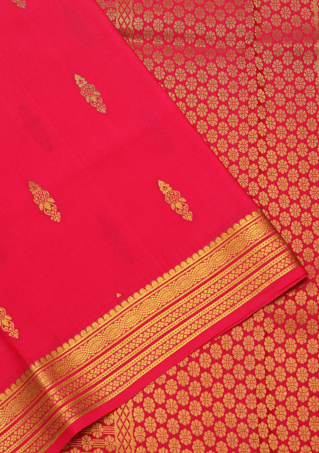 Rani Pink Crepe Buti Saree With Matching Blouse Piece