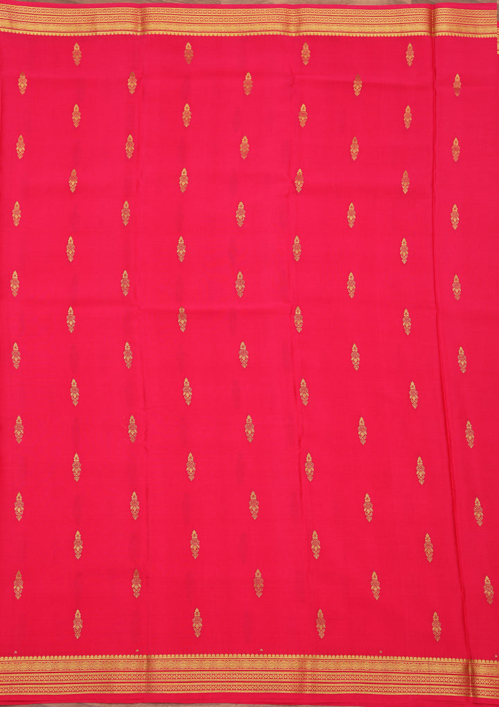 Rani Pink Crepe Buti Saree With Matching Blouse Piece