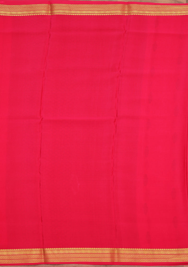 Rani Pink Crepe Buti Saree With Matching Blouse Piece