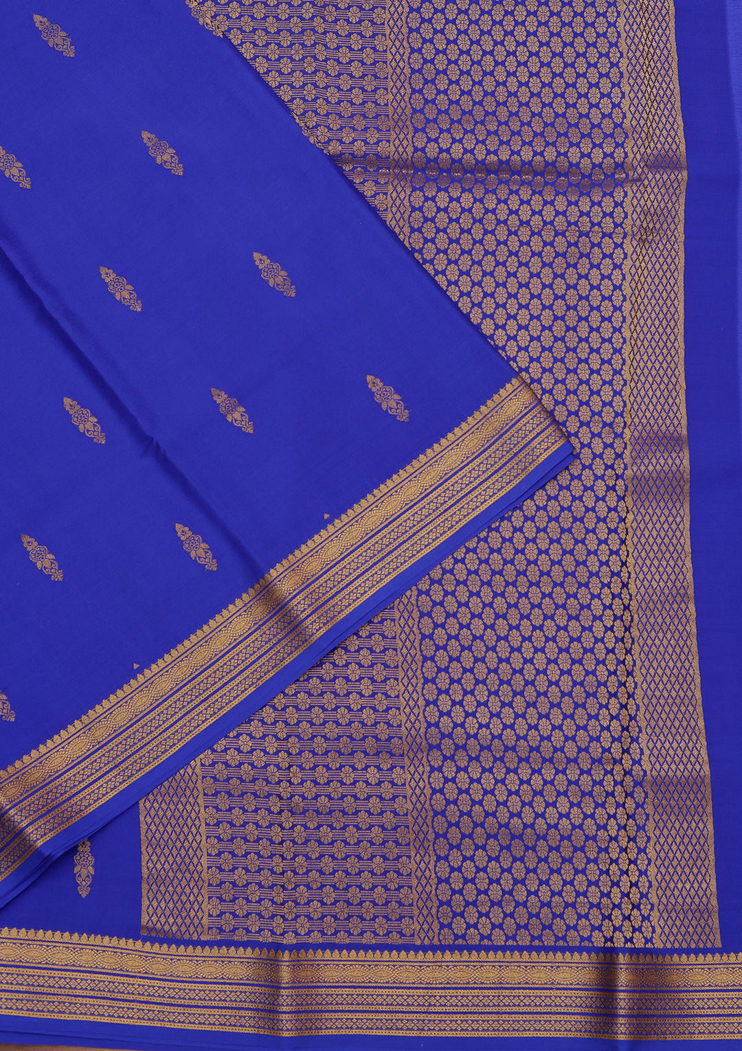 Royal Blue Crepe Buti Saree With Matching Blouse Piece
