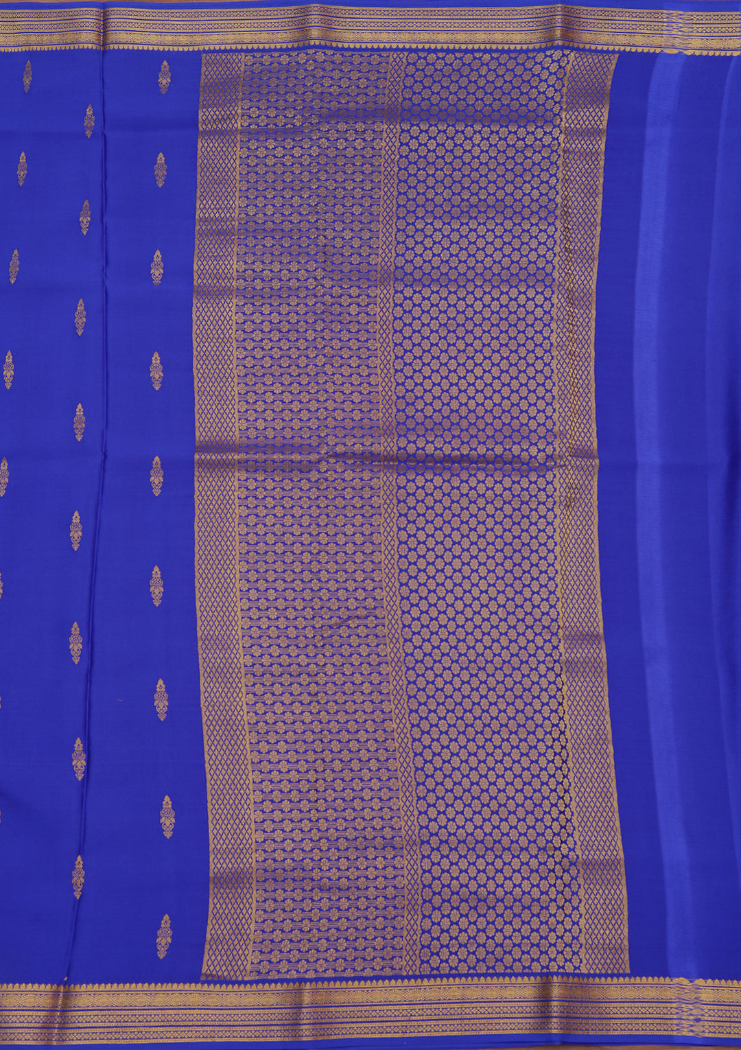 Royal Blue Crepe Buti Saree With Matching Blouse Piece