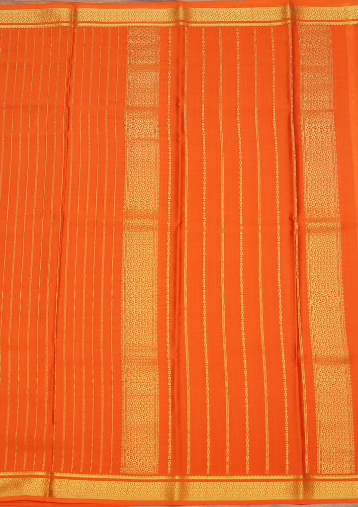 Orange Crepe Stripes Saree With Matching Blouse Piece
