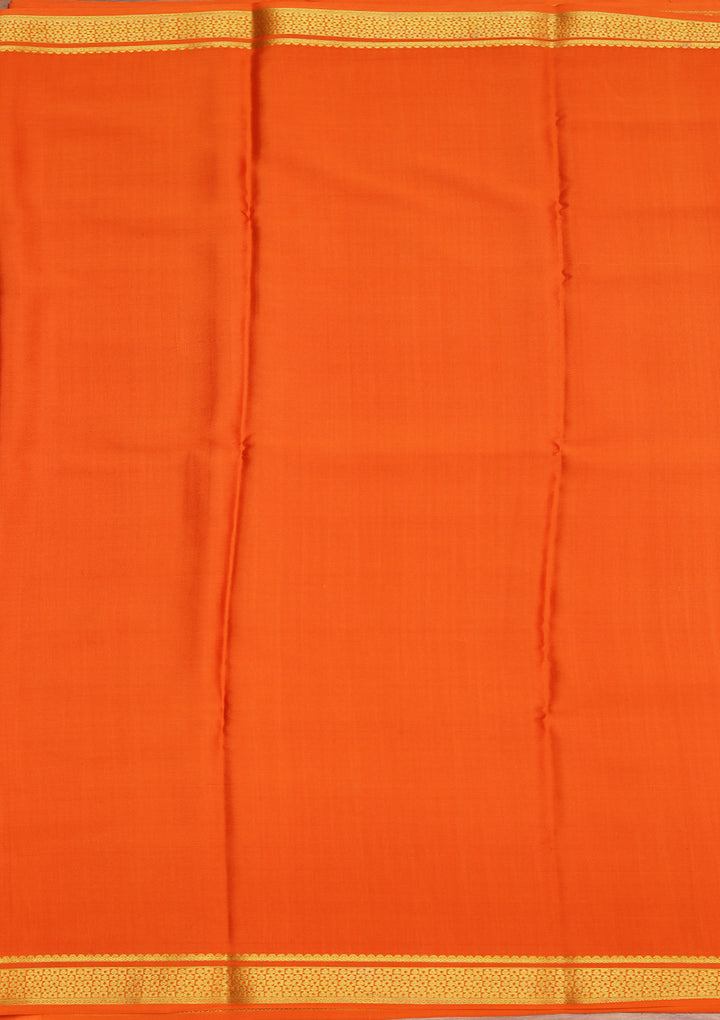 Orange Crepe Stripes Saree With Matching Blouse Piece