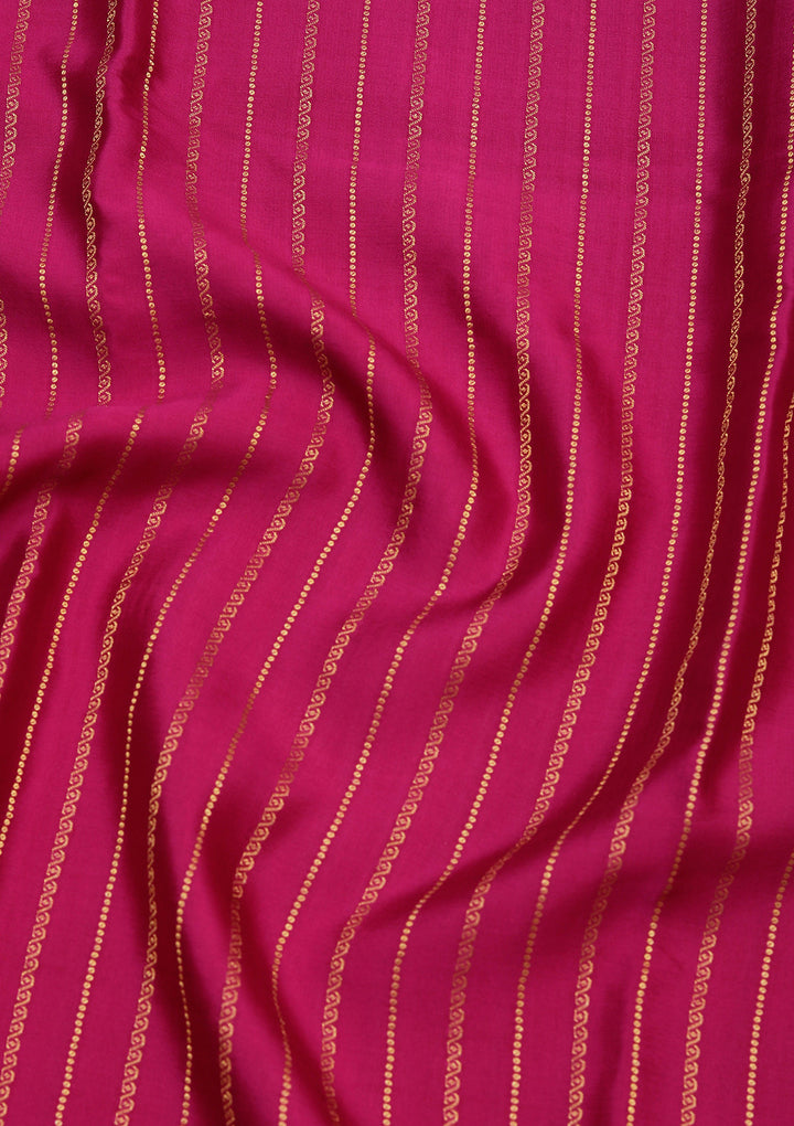 Purple Crepe Stripes Saree With Matching Blouse Piece