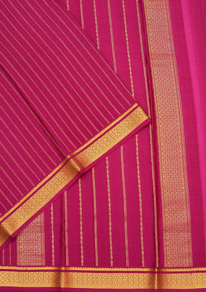 Purple Crepe Stripes Saree With Matching Blouse Piece