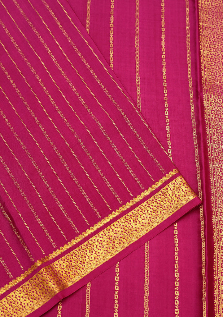 Purple Crepe Stripes Saree With Matching Blouse Piece