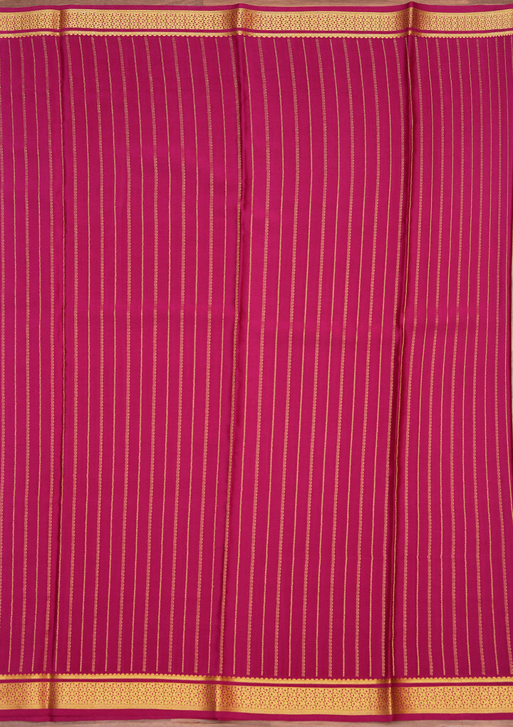 Purple Crepe Stripes Saree With Matching Blouse Piece