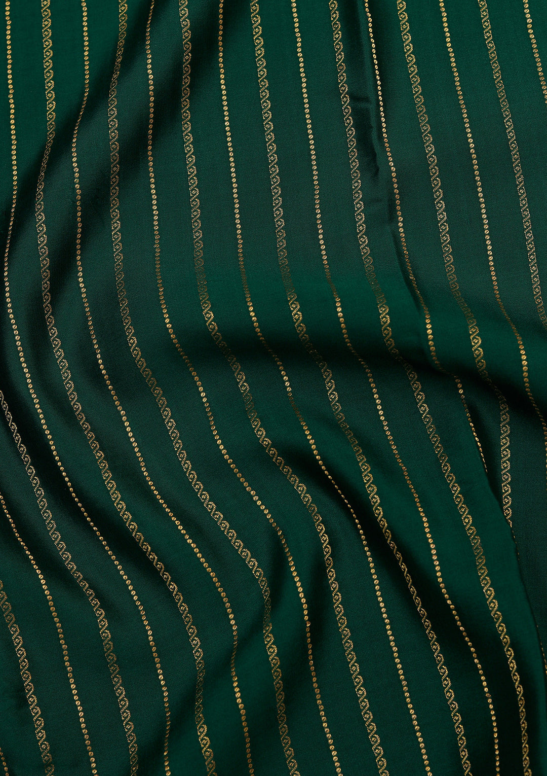 Rama Green Crepe Stripes Saree With Matching Blouse Piece