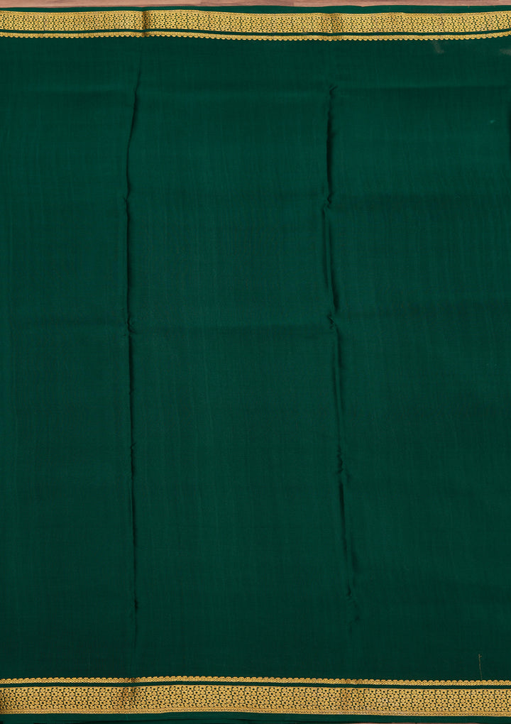 Rama Green Crepe Stripes Saree With Matching Blouse Piece