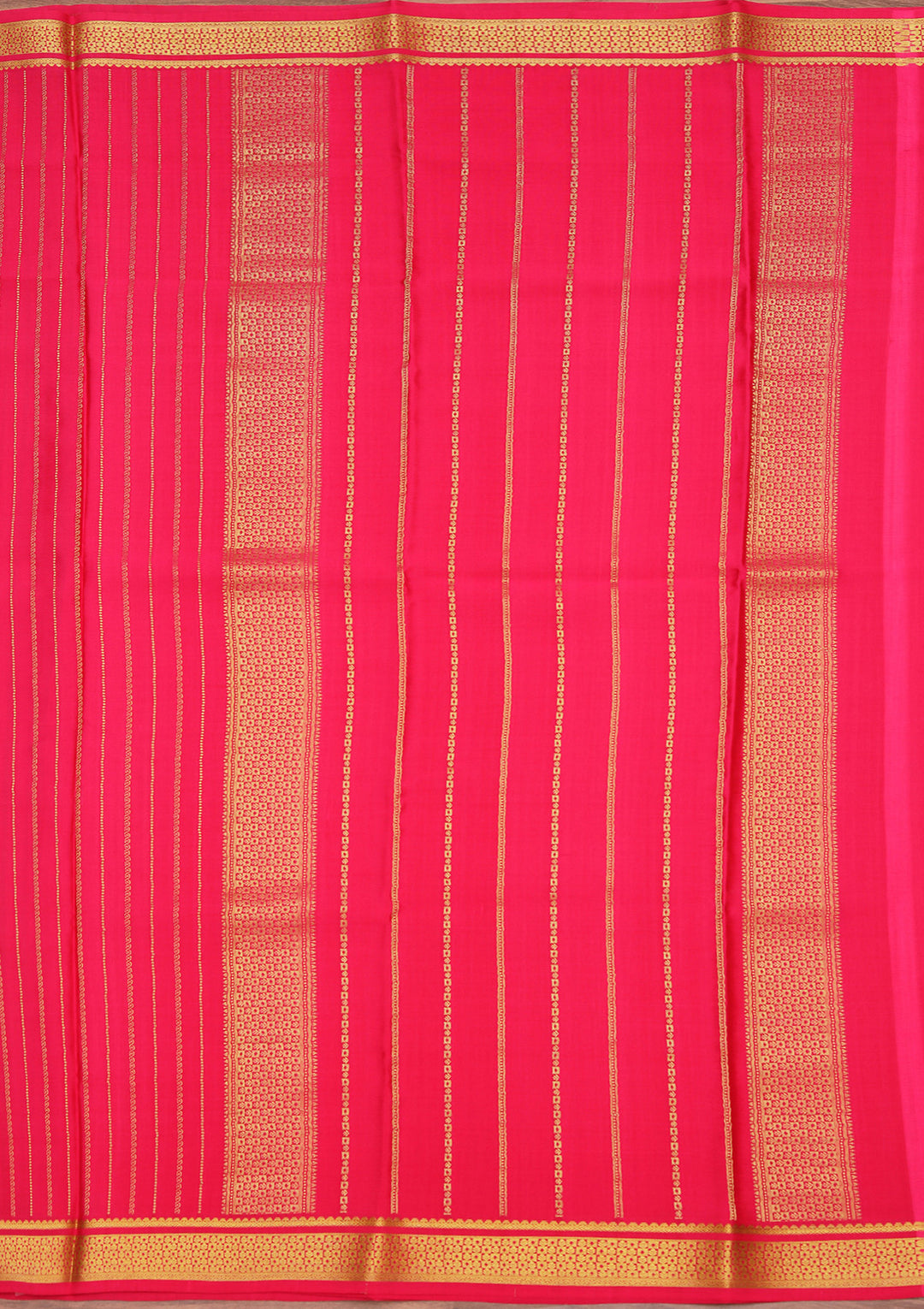 Rani Pink Crepe Stripes Saree With Matching Blouse Piece