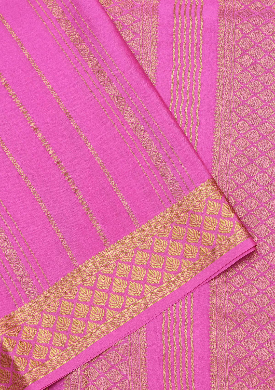 Light Lavender Crepe Stripes Saree With Matching Blouse Piece