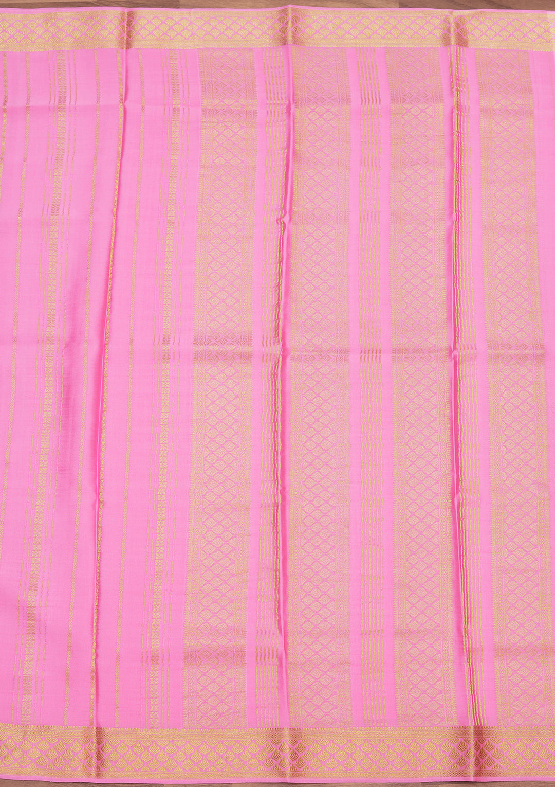 Pink Crepe Stripes Saree With Matching Blouse Piece
