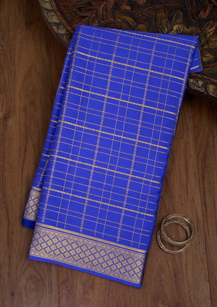 Royal Blue Zariwork Pure Crepe Silk_Saree