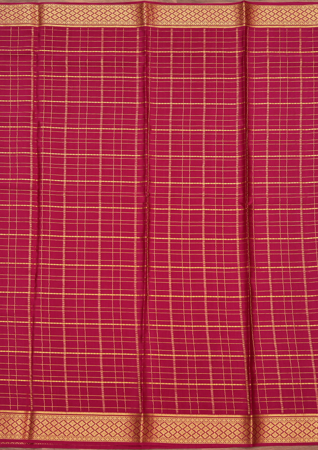 Wine Crepe Checks Saree With Matching Blouse Piece