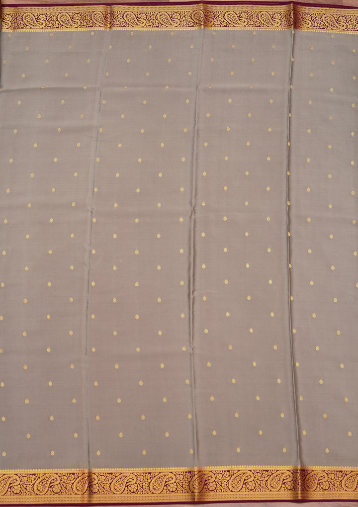 Light Grey Crepe Buti Saree With Matching Blouse Piece
