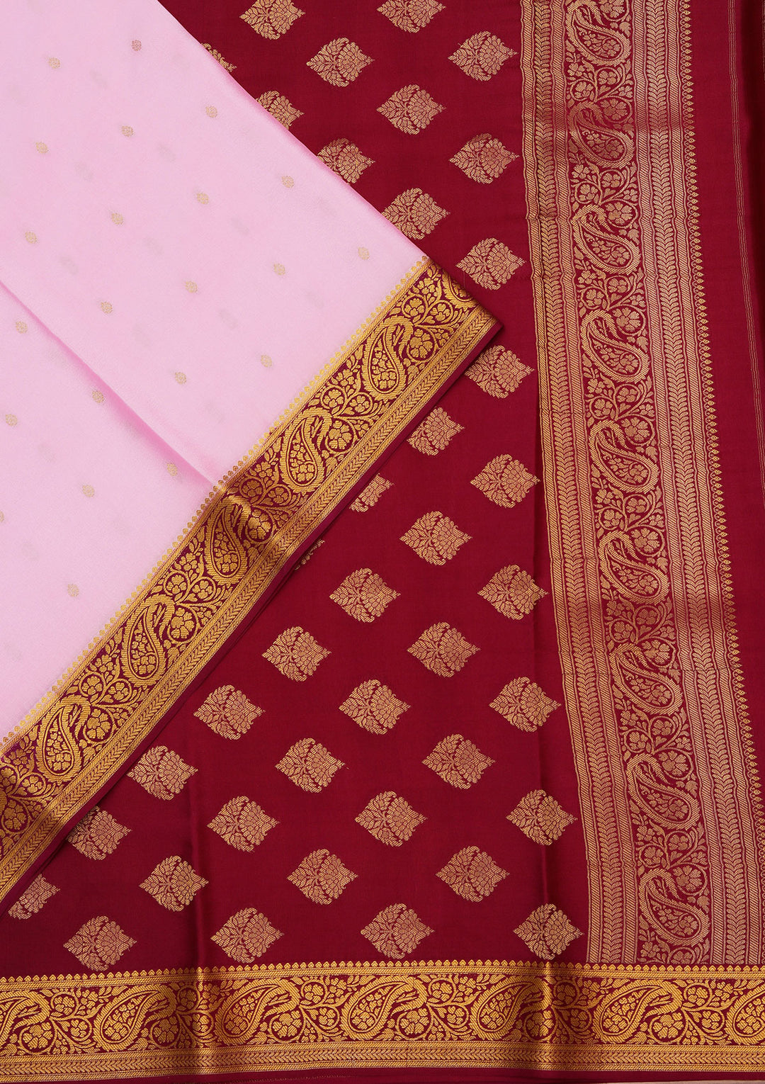 Onion Pink Crepe Buti Saree With Matching Blouse Piece