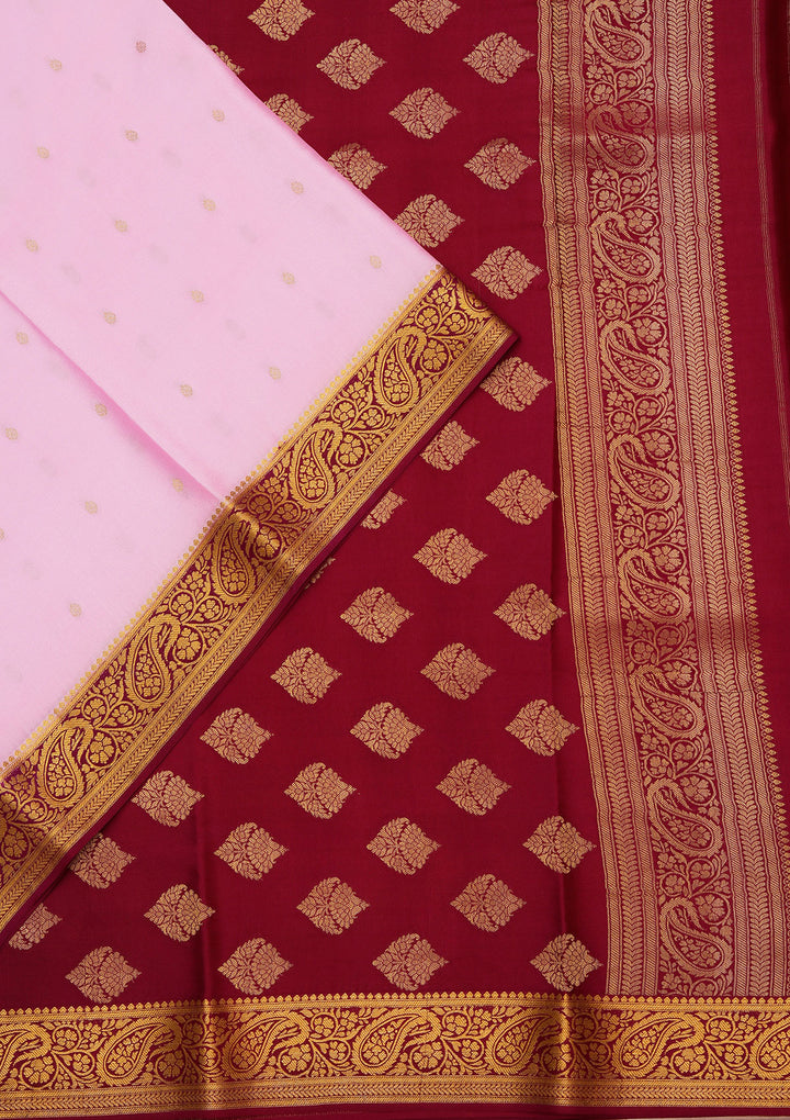 Onion Pink Crepe Buti Saree With Matching Blouse Piece