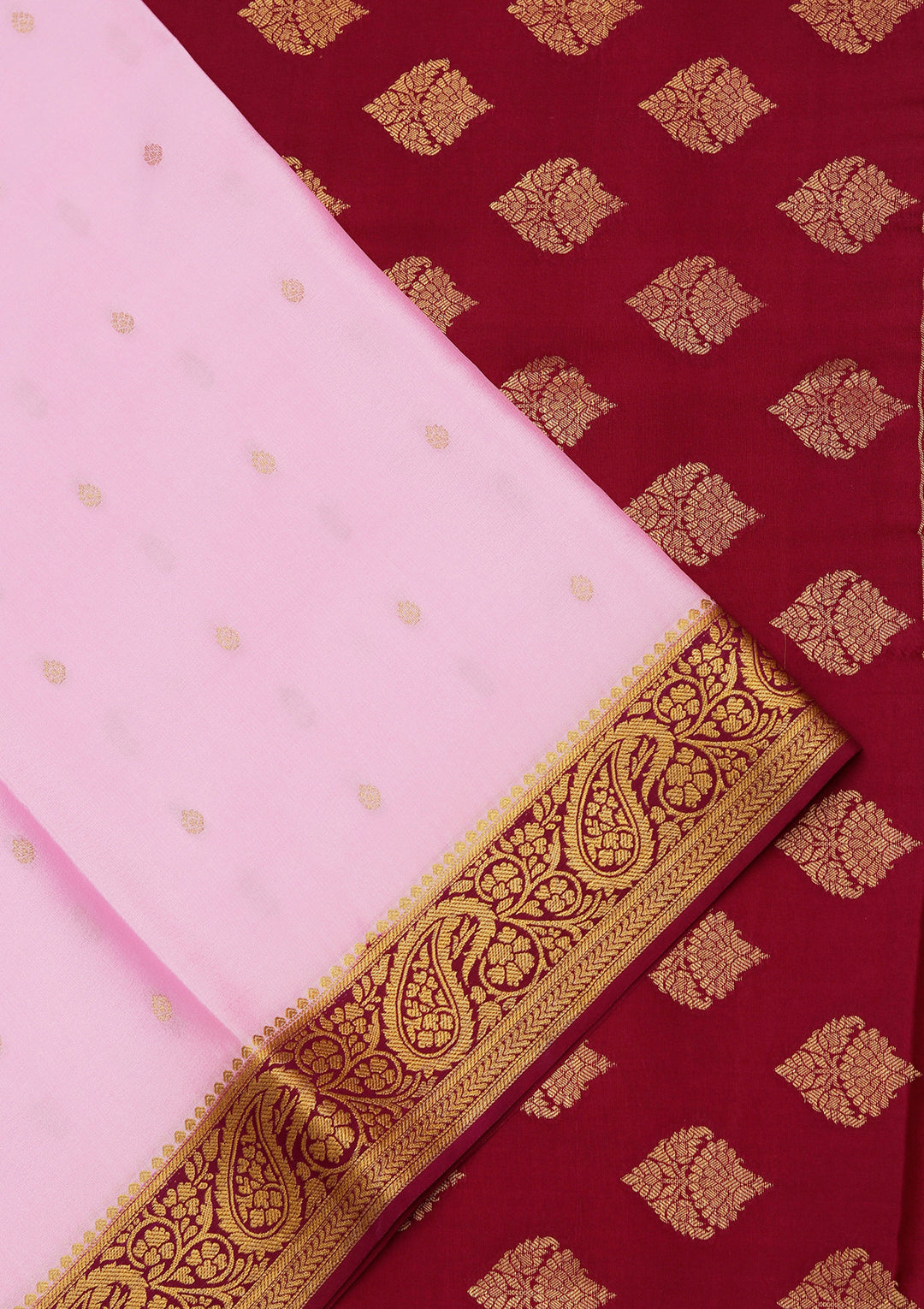 Onion Pink Crepe Buti Saree With Matching Blouse Piece