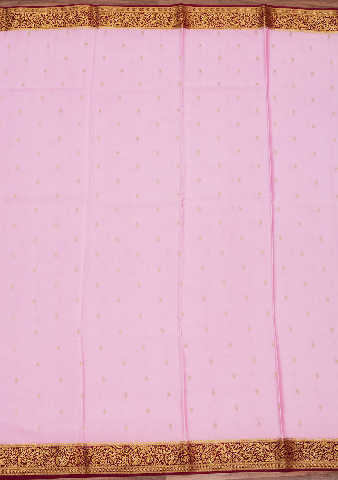 Onion Pink Crepe Buti Saree With Matching Blouse Piece