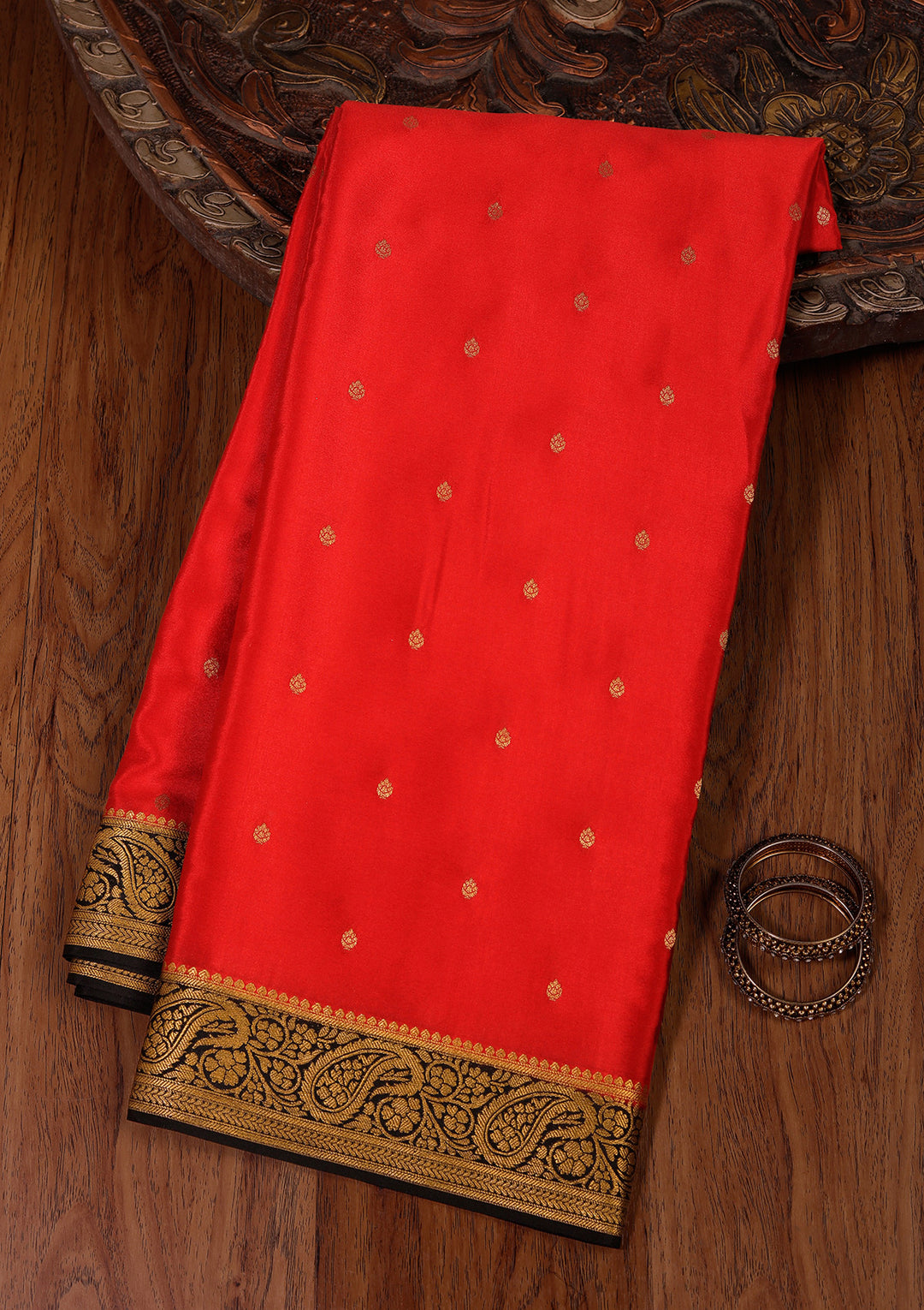 Red Zariwork Pure Crepe Silk_Saree