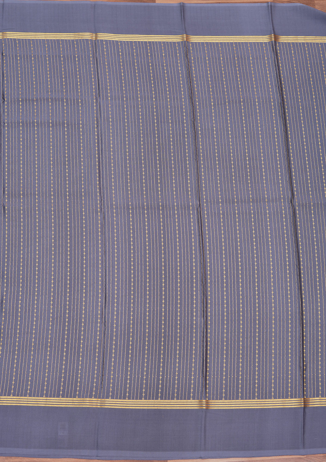 Blue Crepe Stripes Saree With Matching Blouse Piece