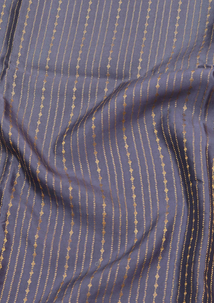 Blue Crepe Stripes Saree With Matching Blouse Piece