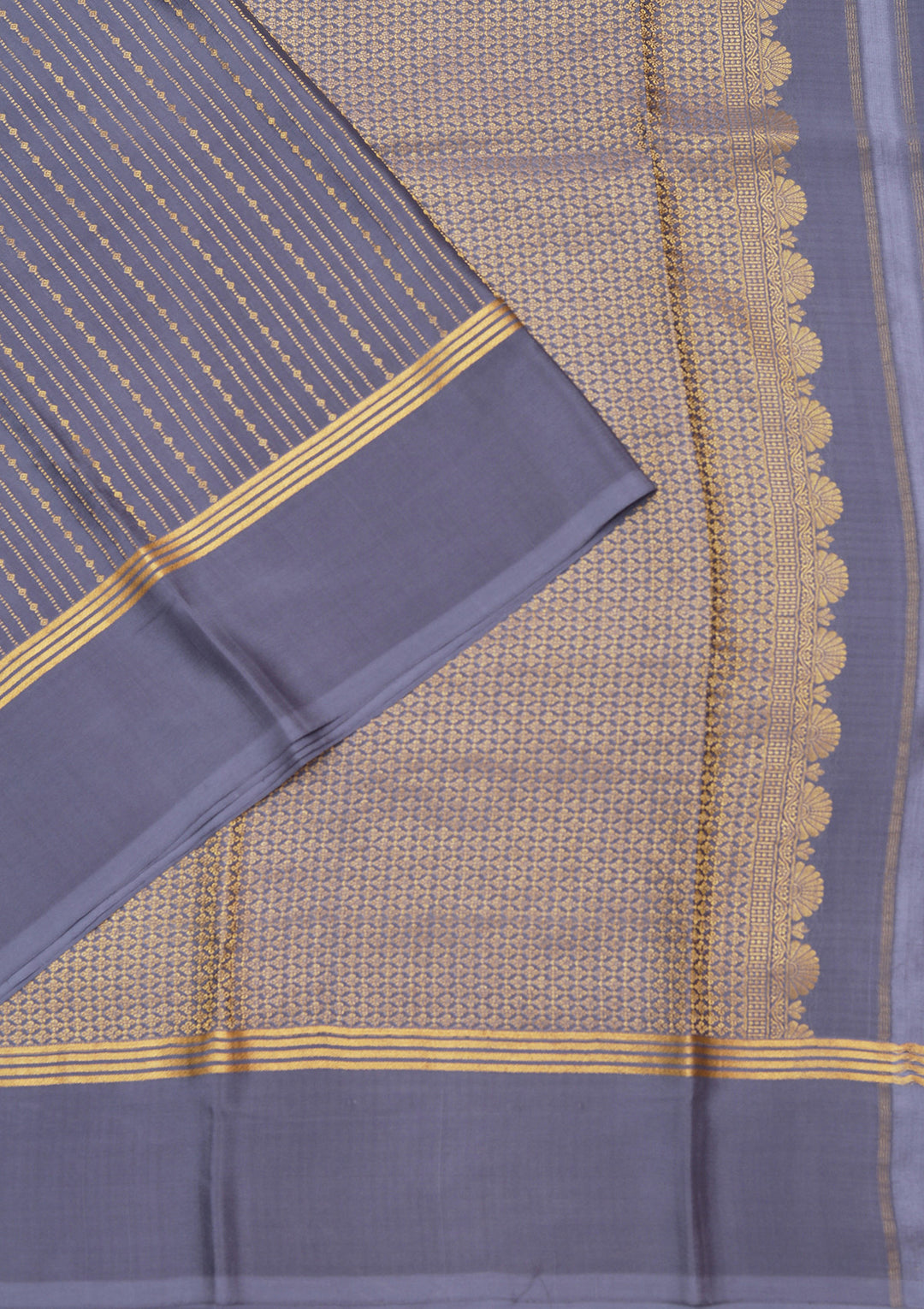 Blue Crepe Stripes Saree With Matching Blouse Piece
