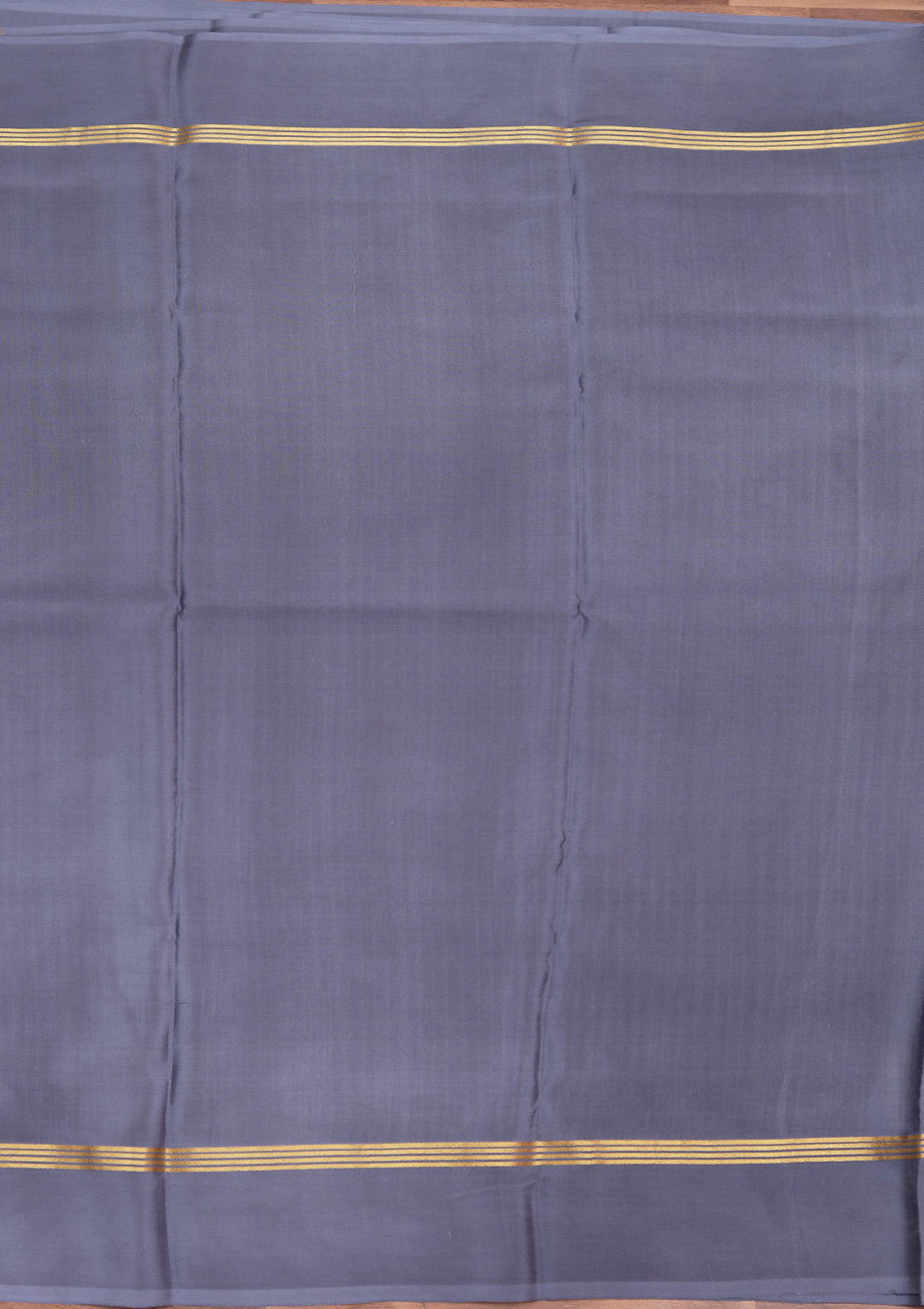 Blue Crepe Stripes Saree With Matching Blouse Piece