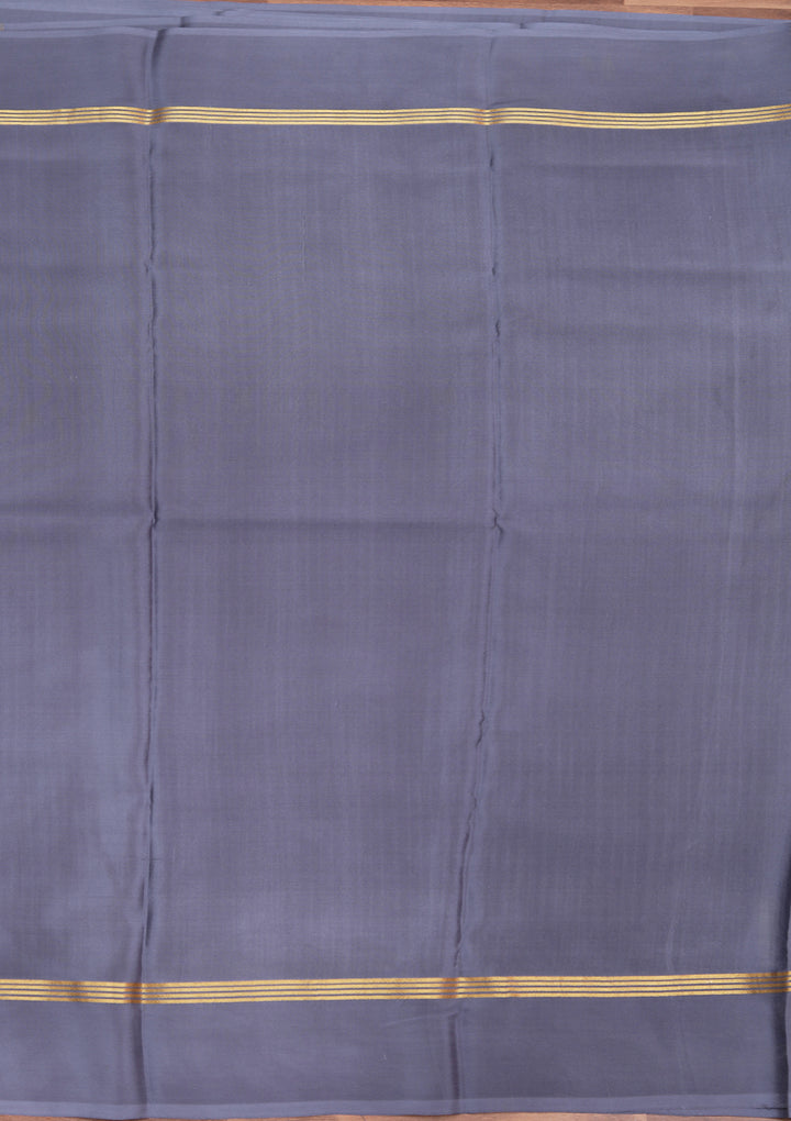 Blue Crepe Stripes Saree With Matching Blouse Piece