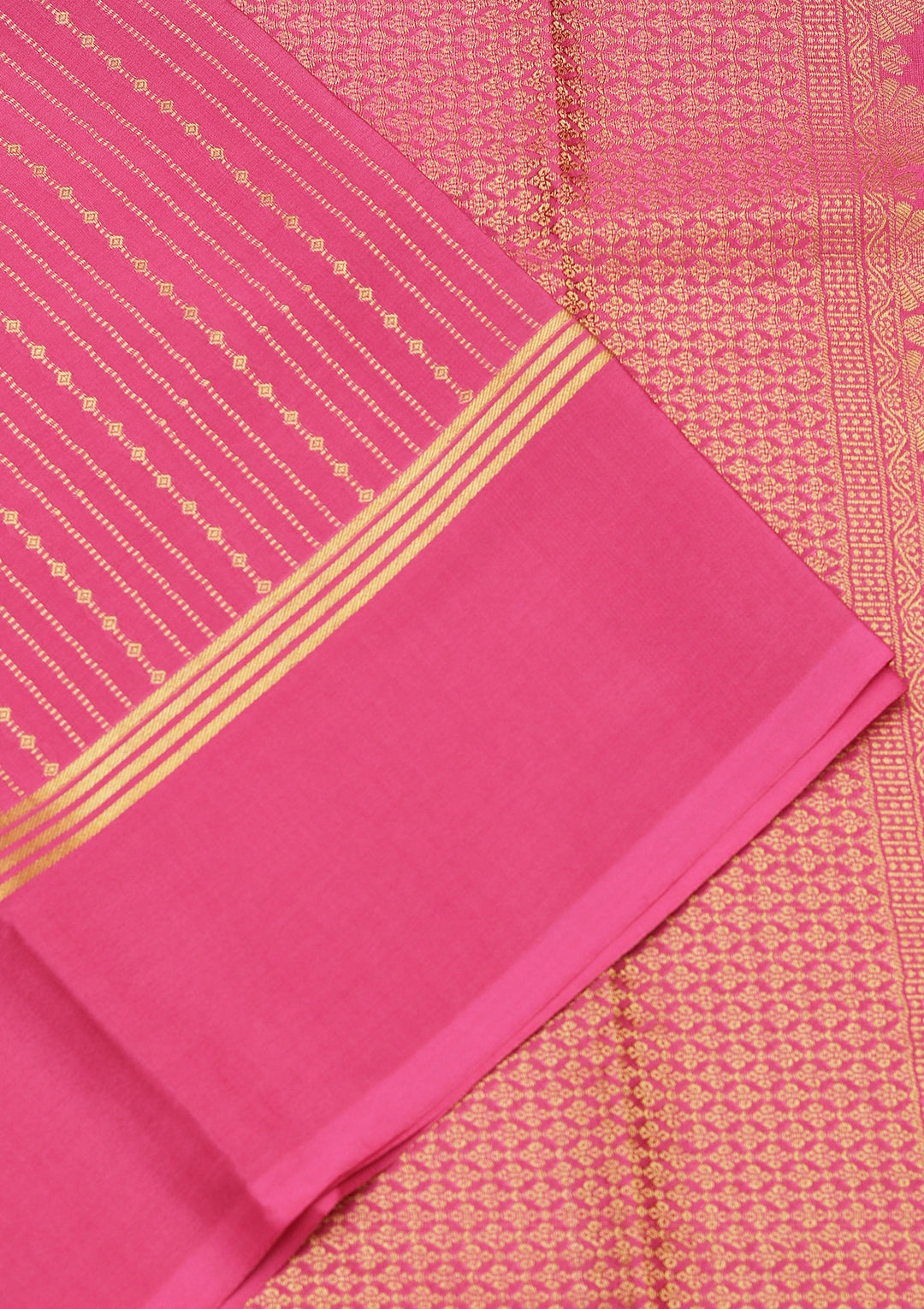 Onion Pink Crepe Stripes Mysore Silk Saree With Matching Blouse Piece