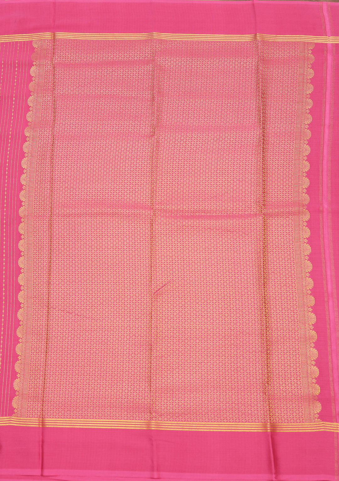 Onion Pink Crepe Stripes Mysore Silk Saree With Matching Blouse Piece