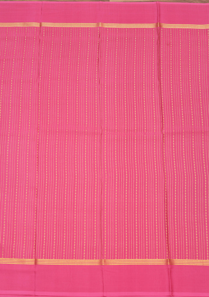Onion Pink Crepe Stripes Mysore Silk Saree With Matching Blouse Piece