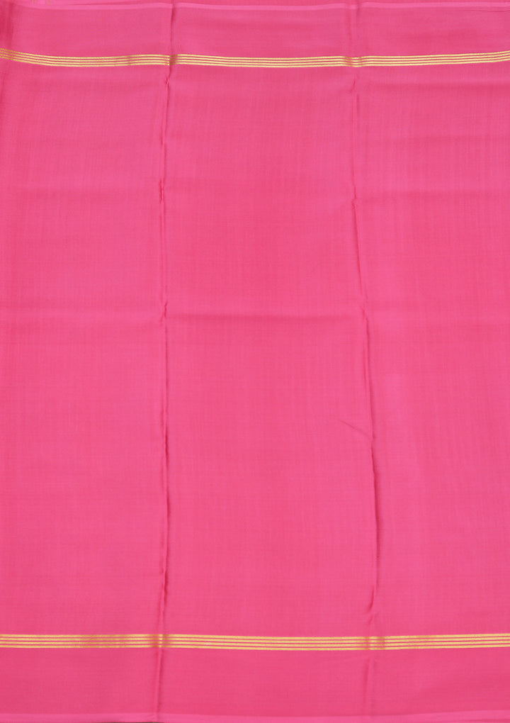 Onion Pink Crepe Stripes Mysore Silk Saree With Matching Blouse Piece