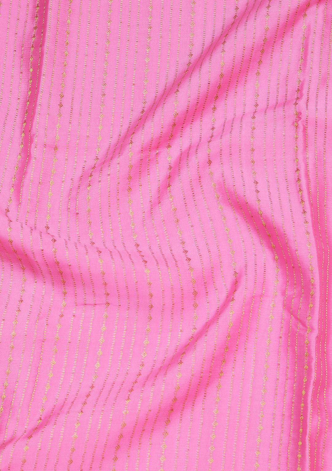 Pink Crepe Stripes Saree With Matching Blouse Piece