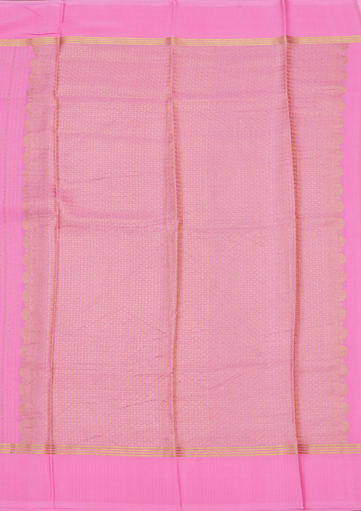 Pink Crepe Stripes Saree With Matching Blouse Piece
