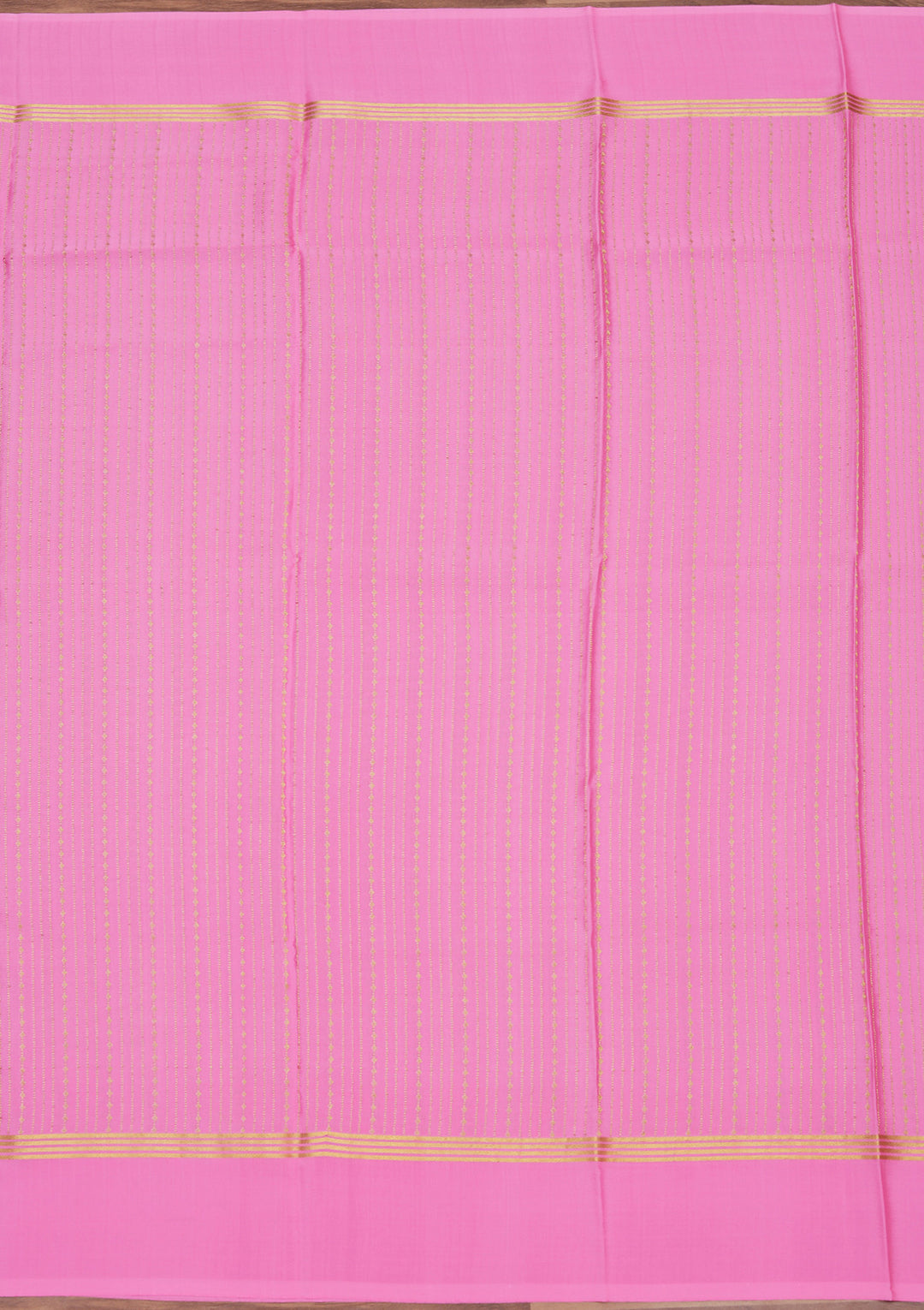 Pink Crepe Stripes Saree With Matching Blouse Piece