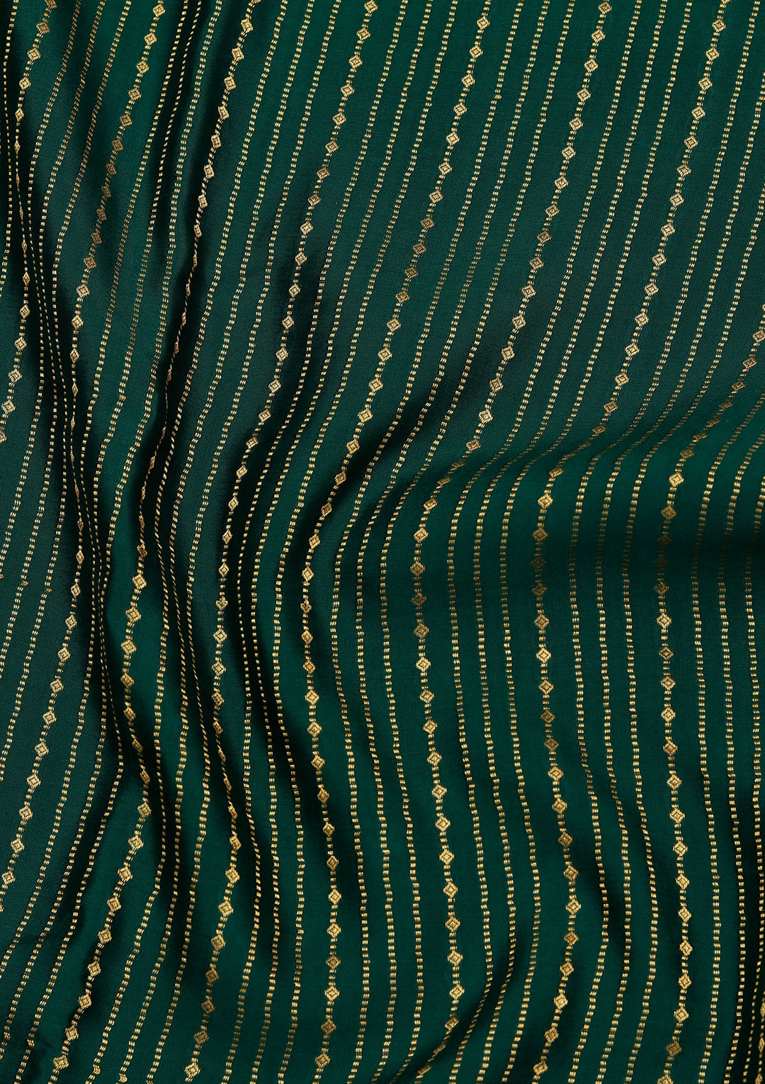 Rama Green Crepe Stripes Saree With Matching Blouse Piece